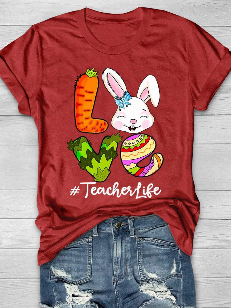 Love Easter Teacher Life Print Graphic T-shirts
