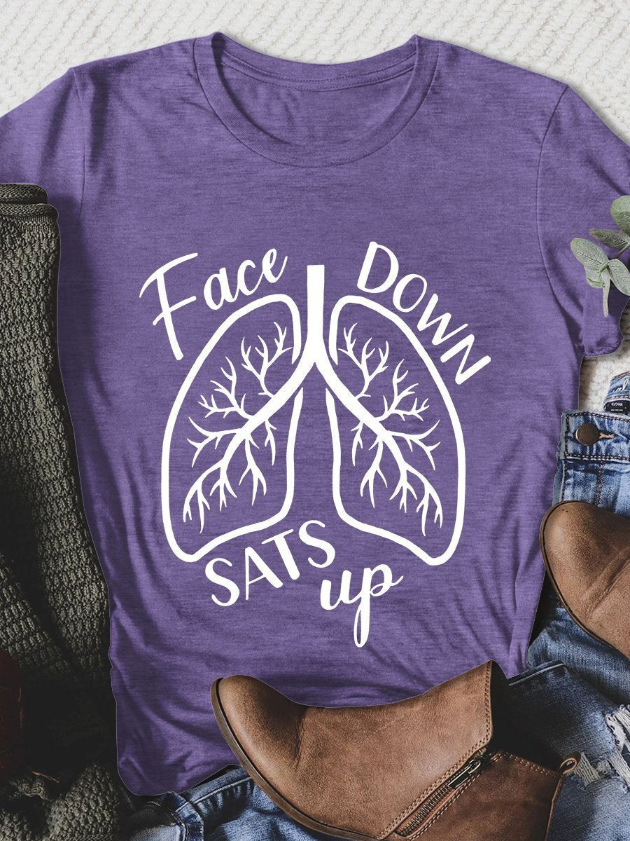 Face Down Sats Up Print Short Sleeve T-shirt