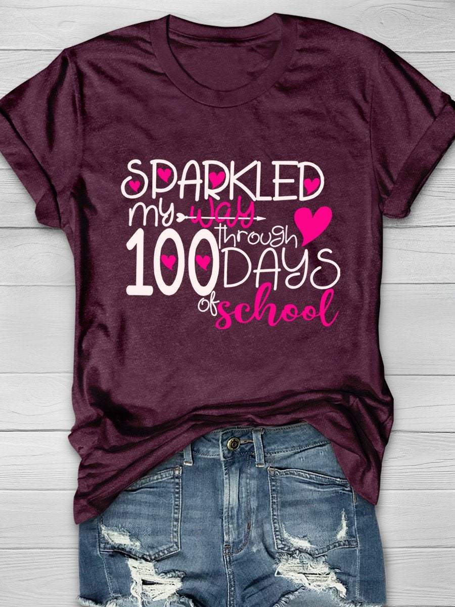 Happy 100th Day Of School Print Graphic T-shirts