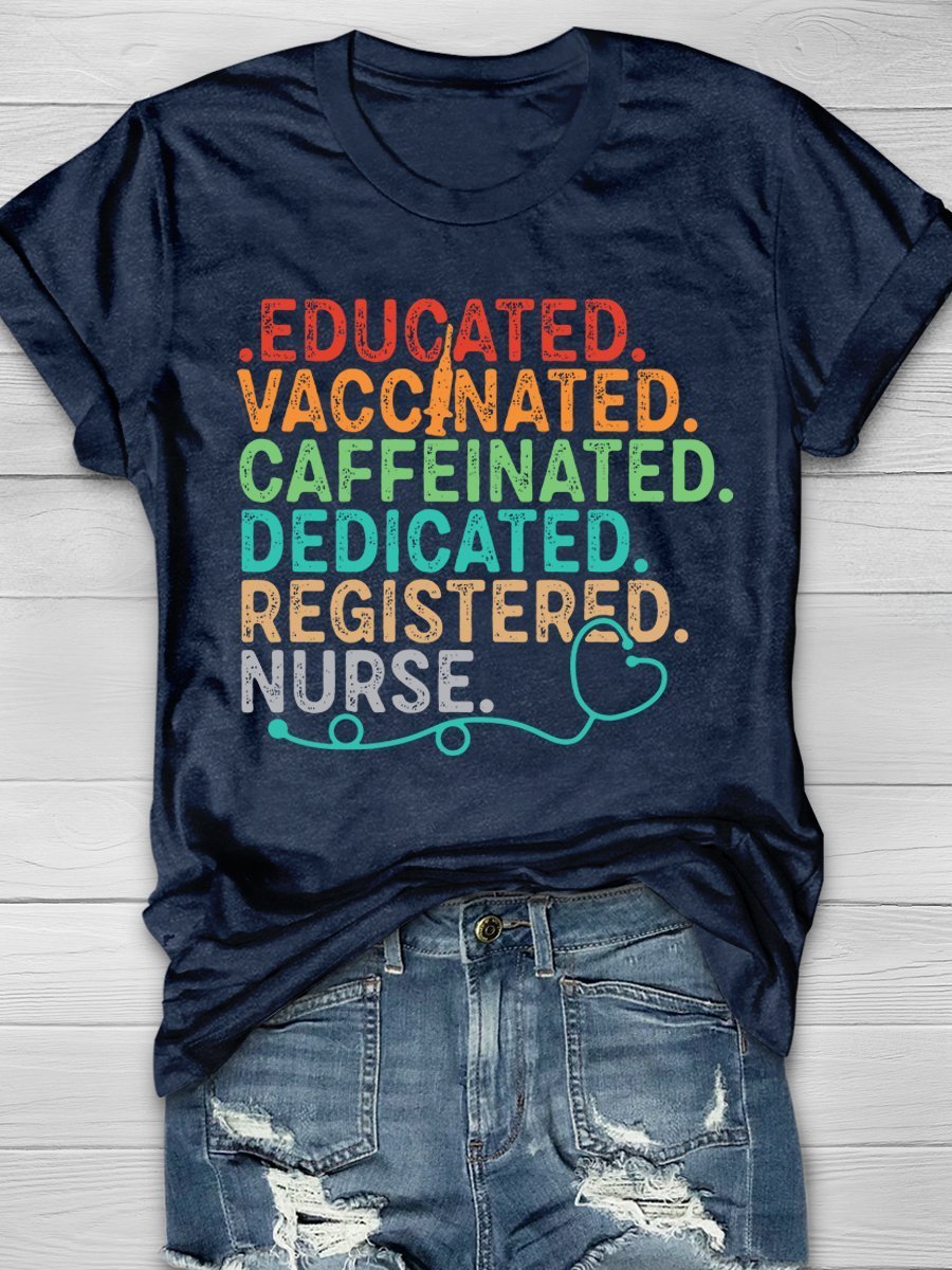 Educated Nurse Print Short Sleeve T-shirt