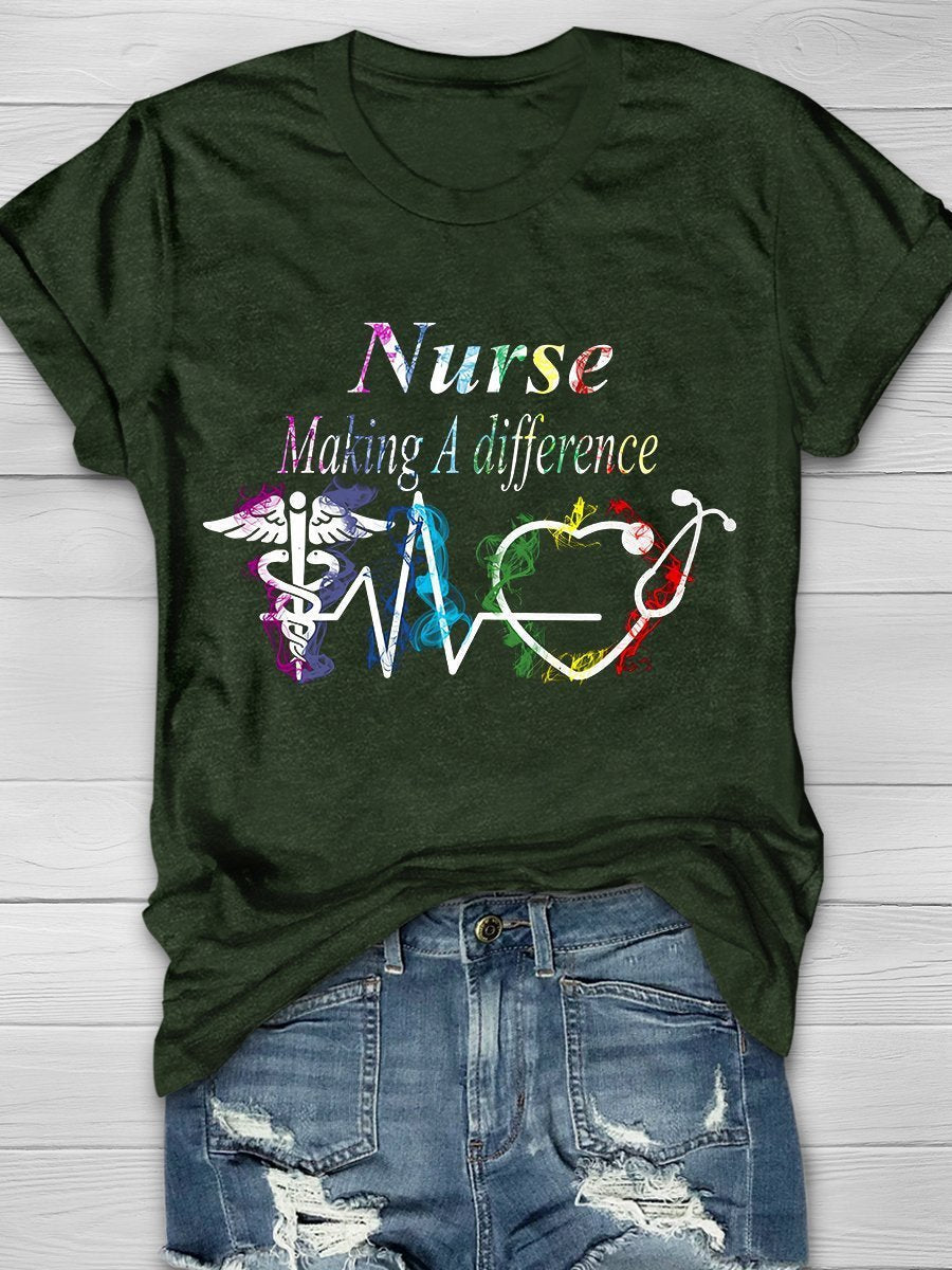 Nurse Print Short Sleeve T-shirt