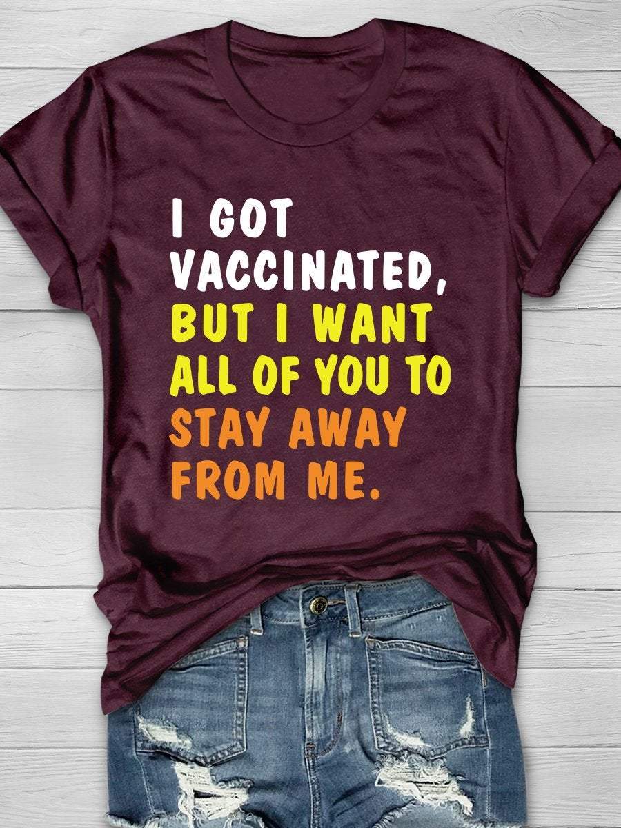 I Got Vaccinated Print Short Sleeve T-shirt