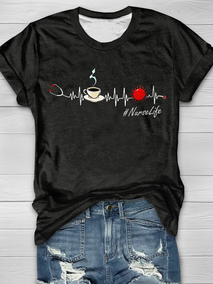 Nurse Life Print Short Sleeve T-shirt