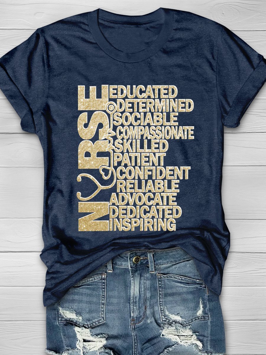 Nurse Print Short Sleeve T-shirt