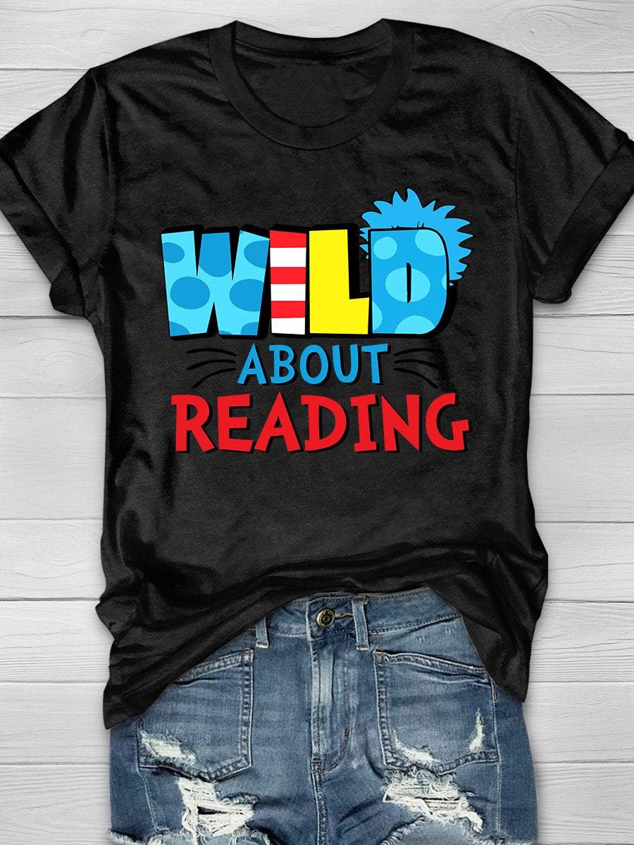 Wild About Reading Print Graphic T-shirts