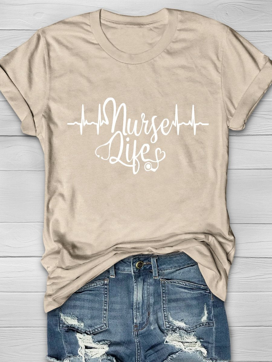 Nurse Life Print Short Sleeve T-shirt