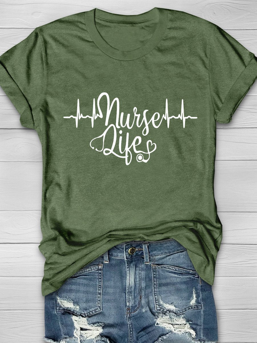 Nurse Life Print Short Sleeve T-shirt