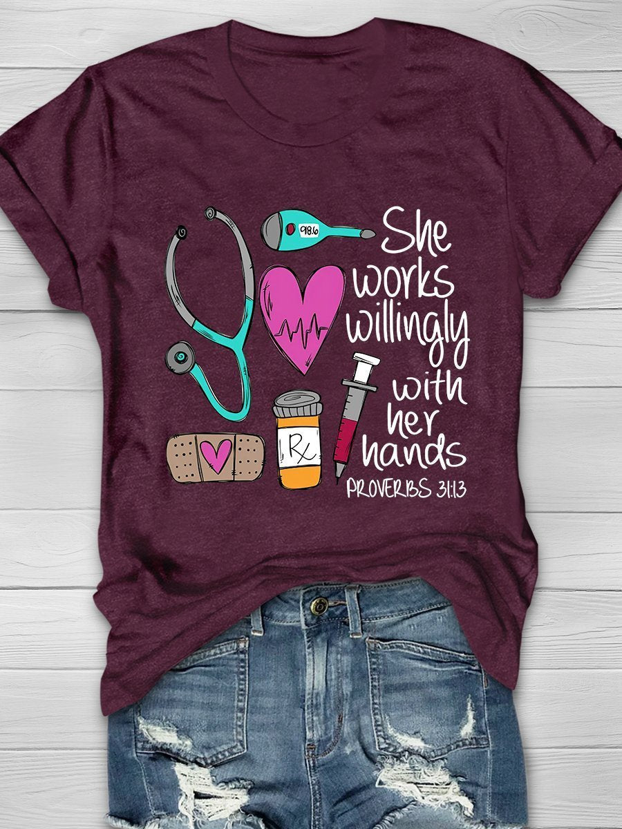 Nurse Print Short Sleeve T-shirt