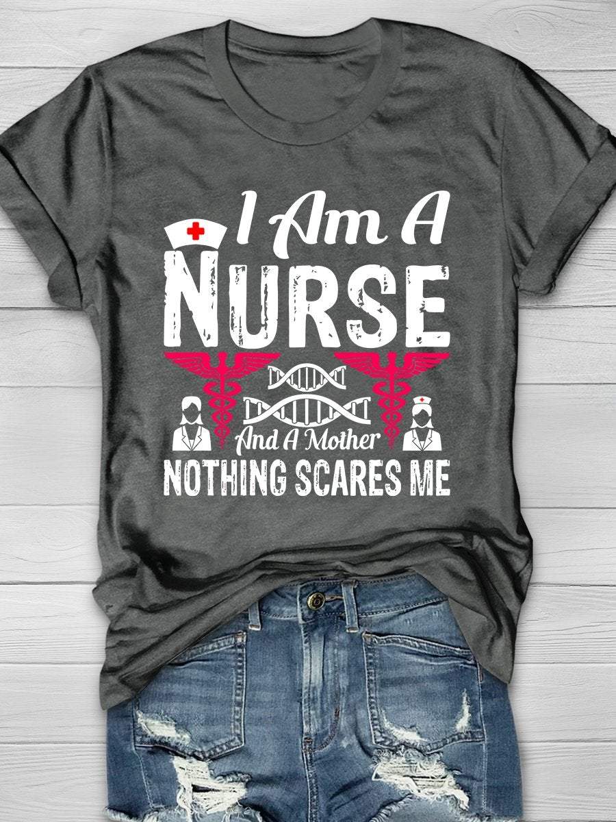 I Am A Nurse And A Mother Print Short Sleeve T-shirt