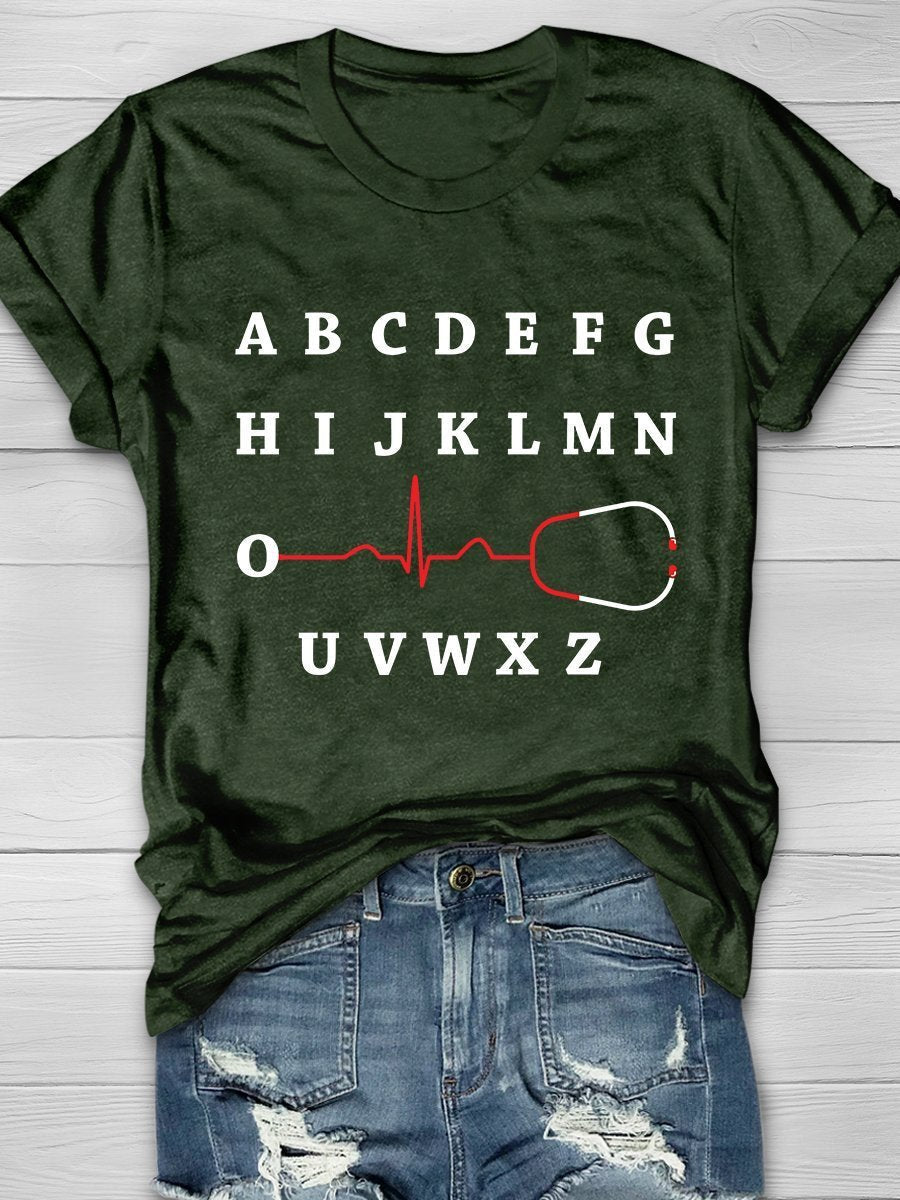 PQRST Nurse Print Short Sleeve T-shirt