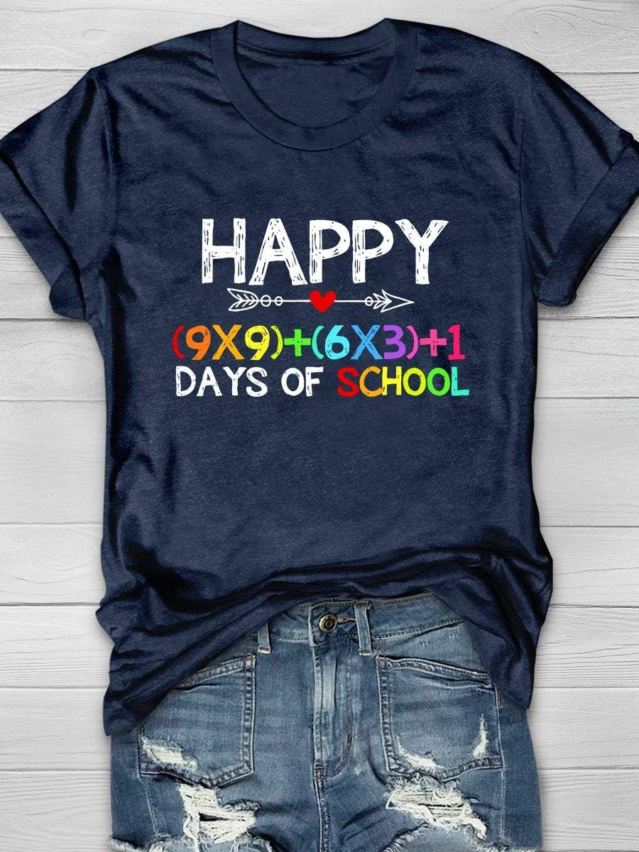 Happy 100 Days Of School Print Graphic T-shirts
