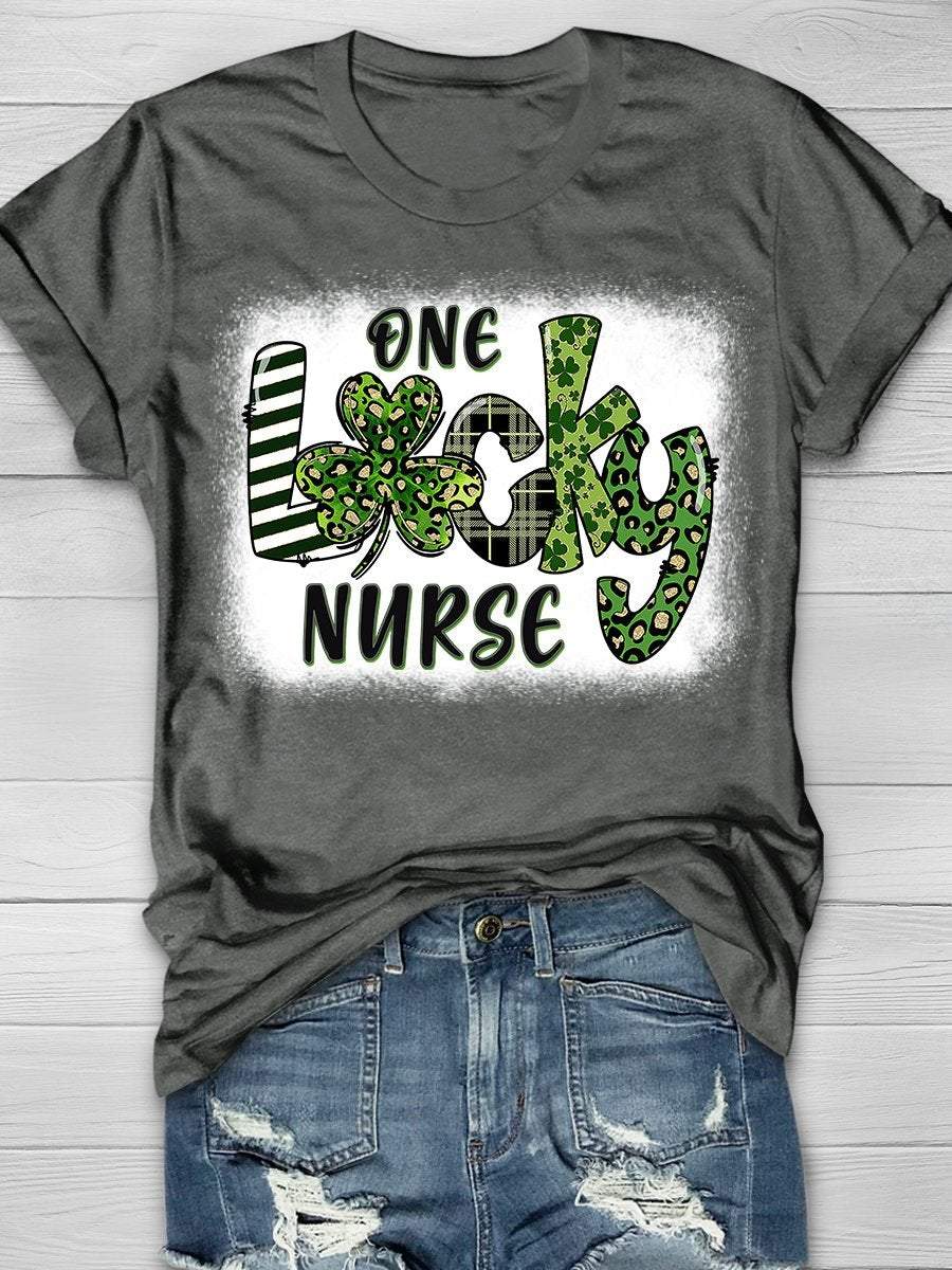 One Lucky Nurse Print Short Sleeve T-shirt