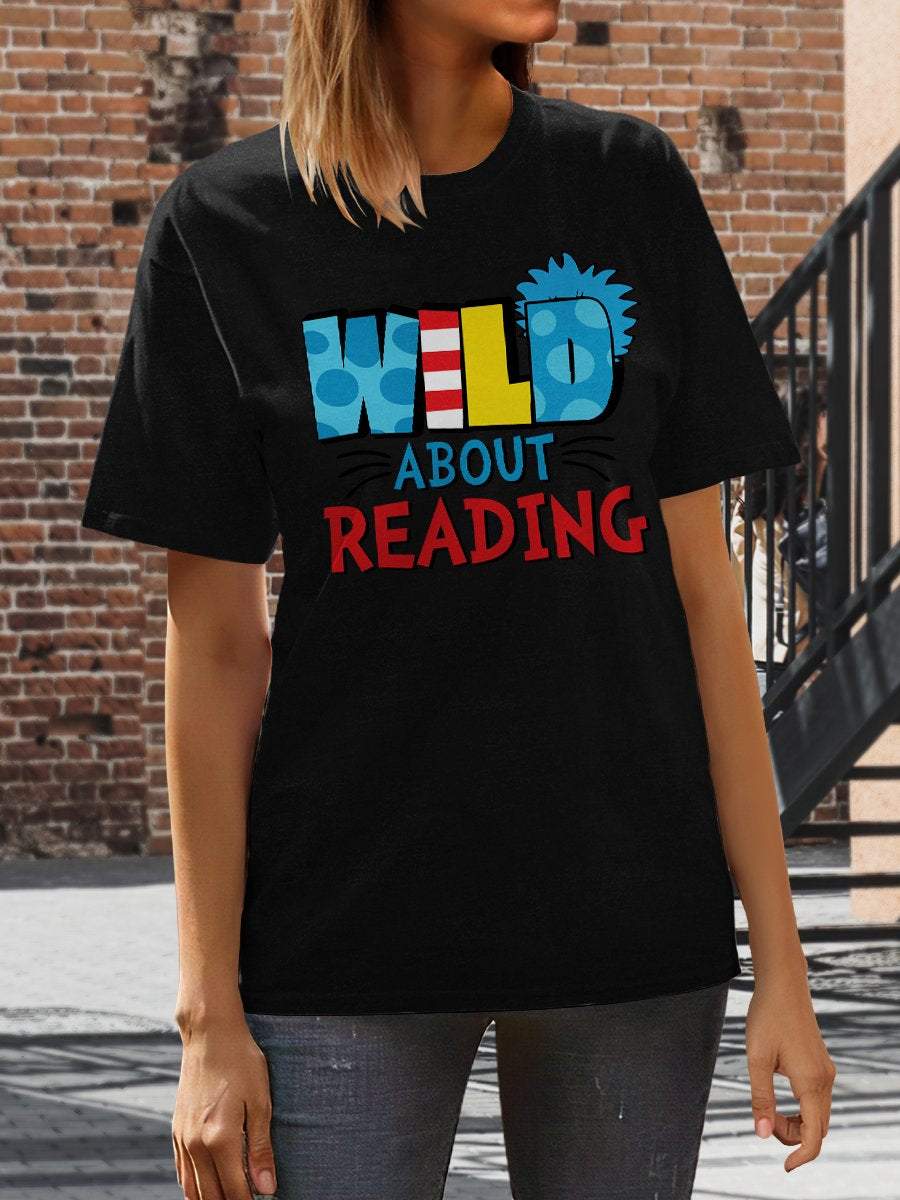 Wild About Reading Print Graphic T-shirts