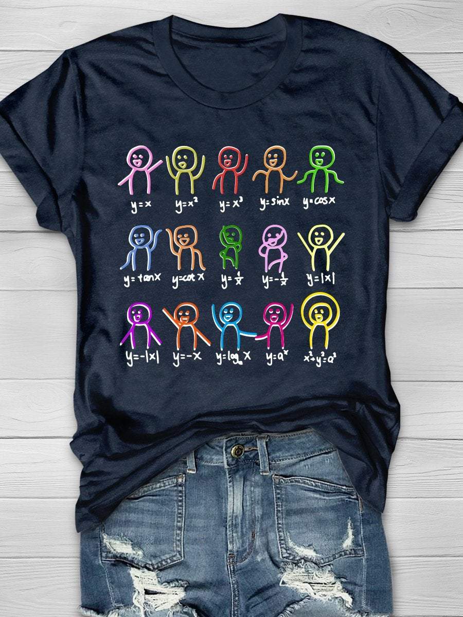 Math Stick Figures Science Print Graphic T-shirts