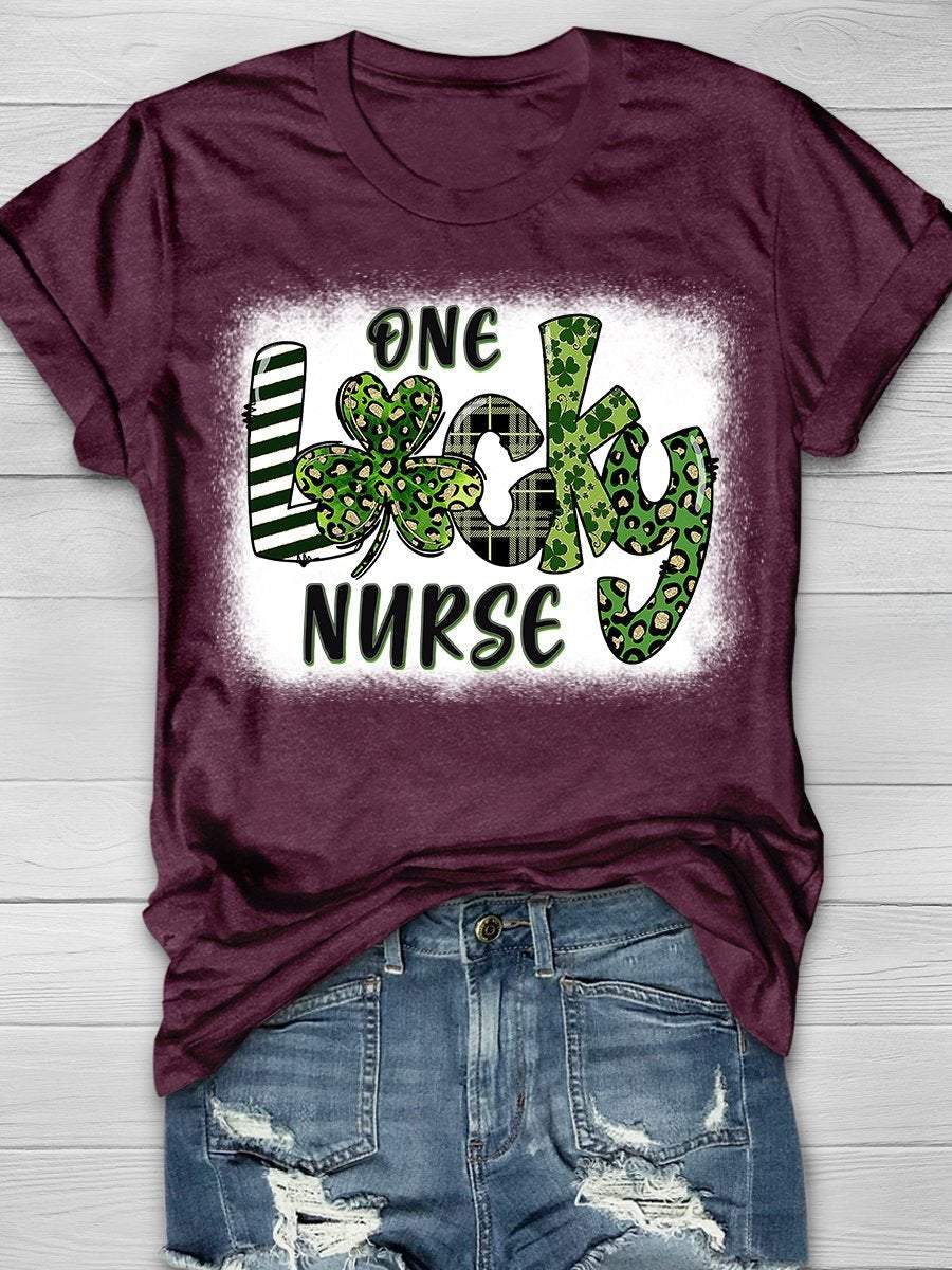 One Lucky Nurse Print Short Sleeve T-shirt