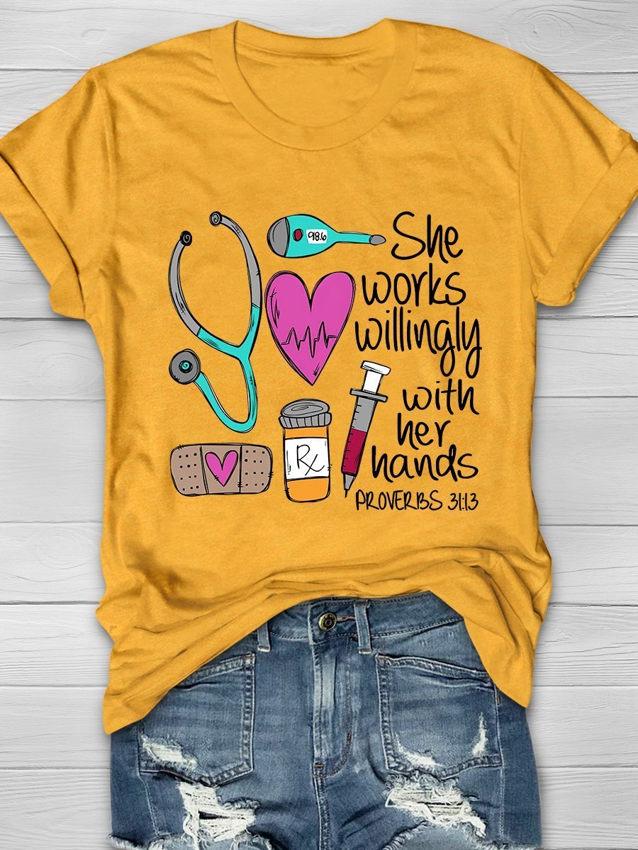 Nurse Print Short Sleeve T-shirt