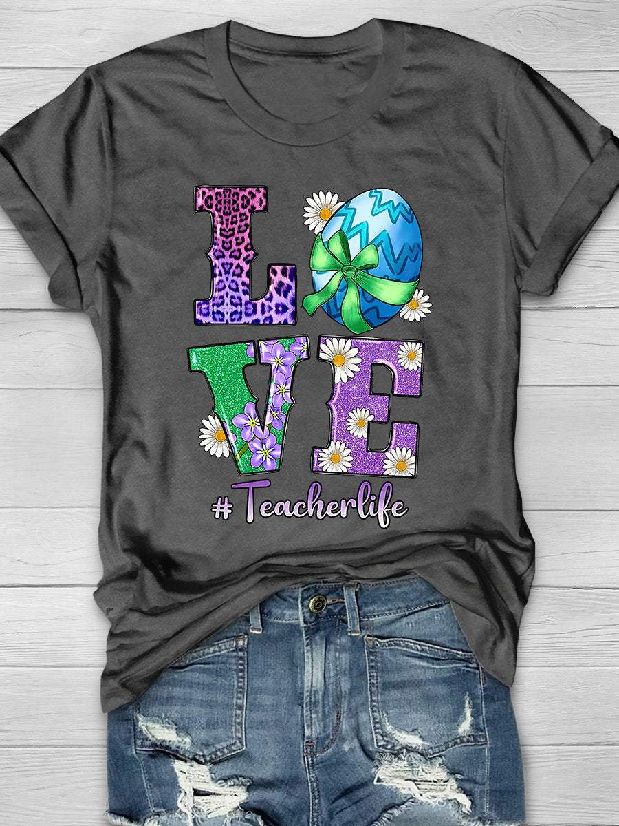 Love Easter Teacher Life Print Graphic T-shirts