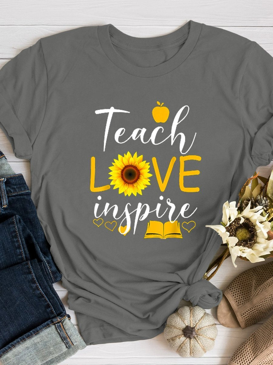 Teach Love Inspire Back to School Print Graphic T-shirts