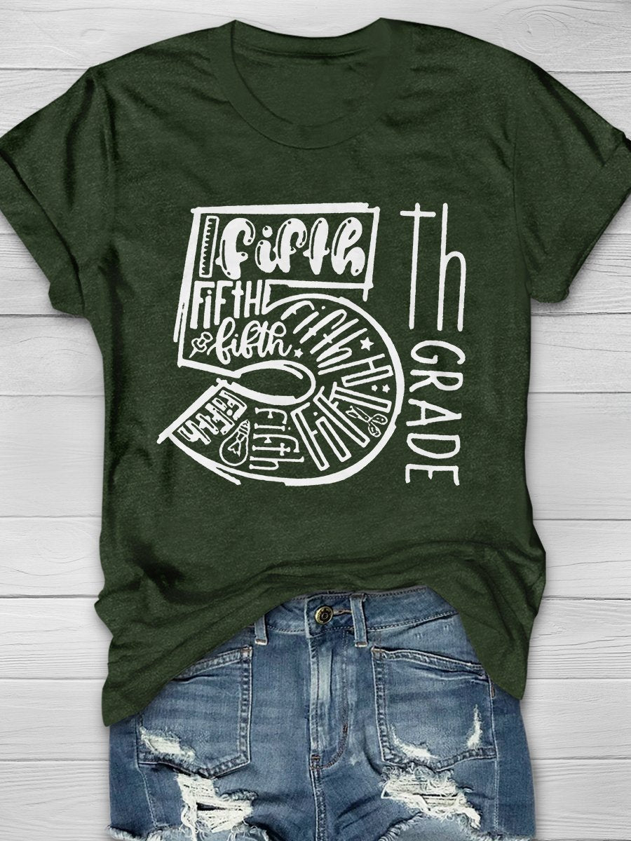 5th Grade Teacher Print Graphic T-shirts