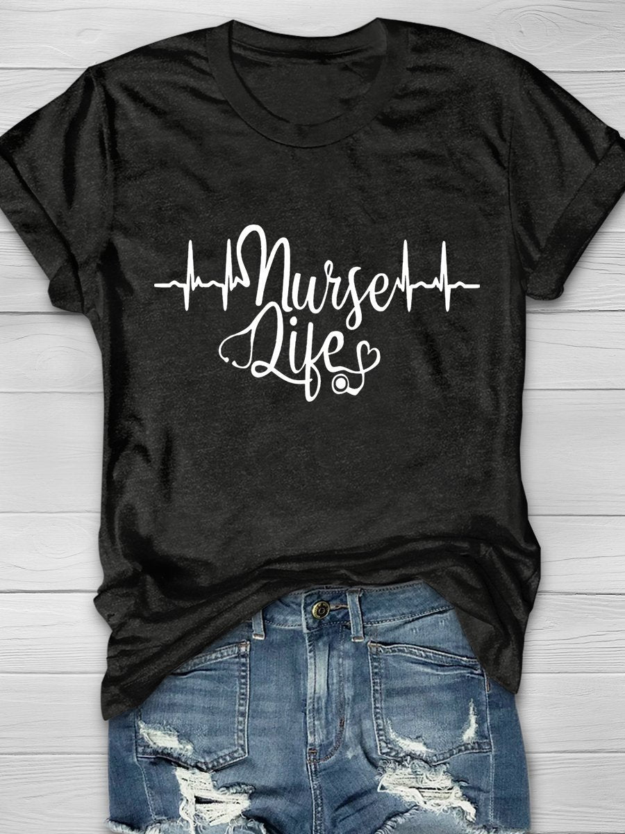 Nurse Life Print Short Sleeve T-shirt