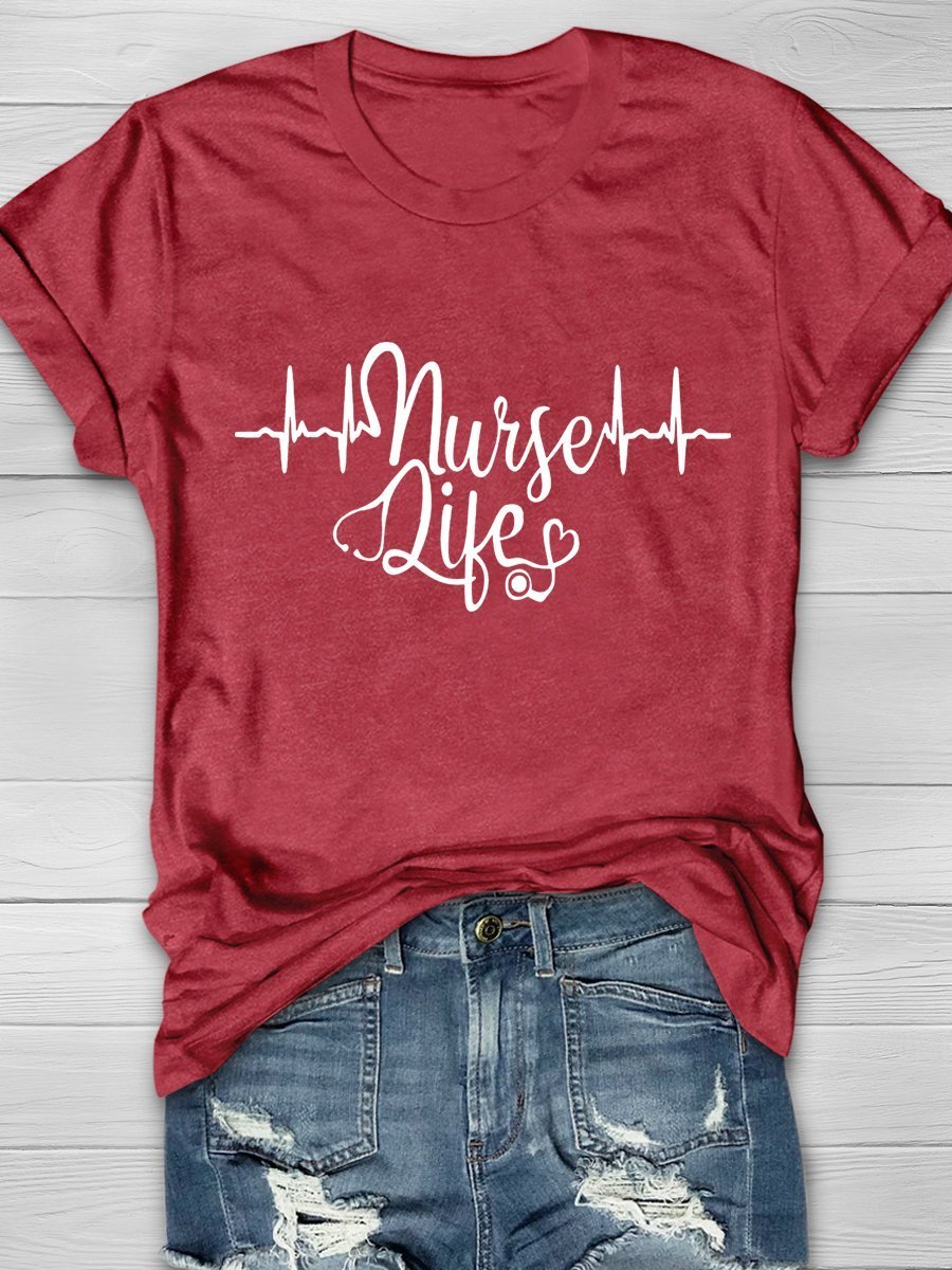 Nurse Life Print Short Sleeve T-shirt