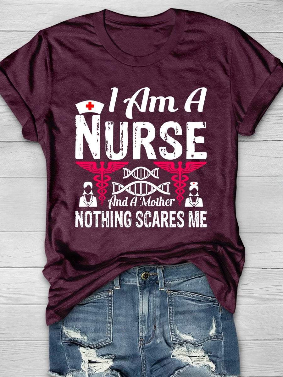I Am A Nurse And A Mother Print Short Sleeve T-shirt