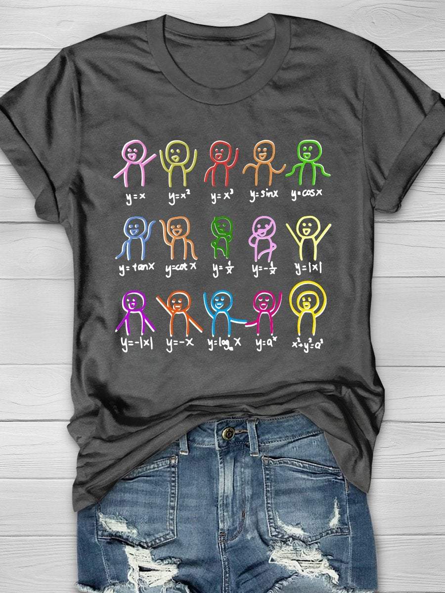 Math Stick Figures Science Print Graphic T-shirts