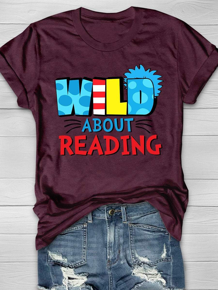 Wild About Reading Print Graphic T-shirts