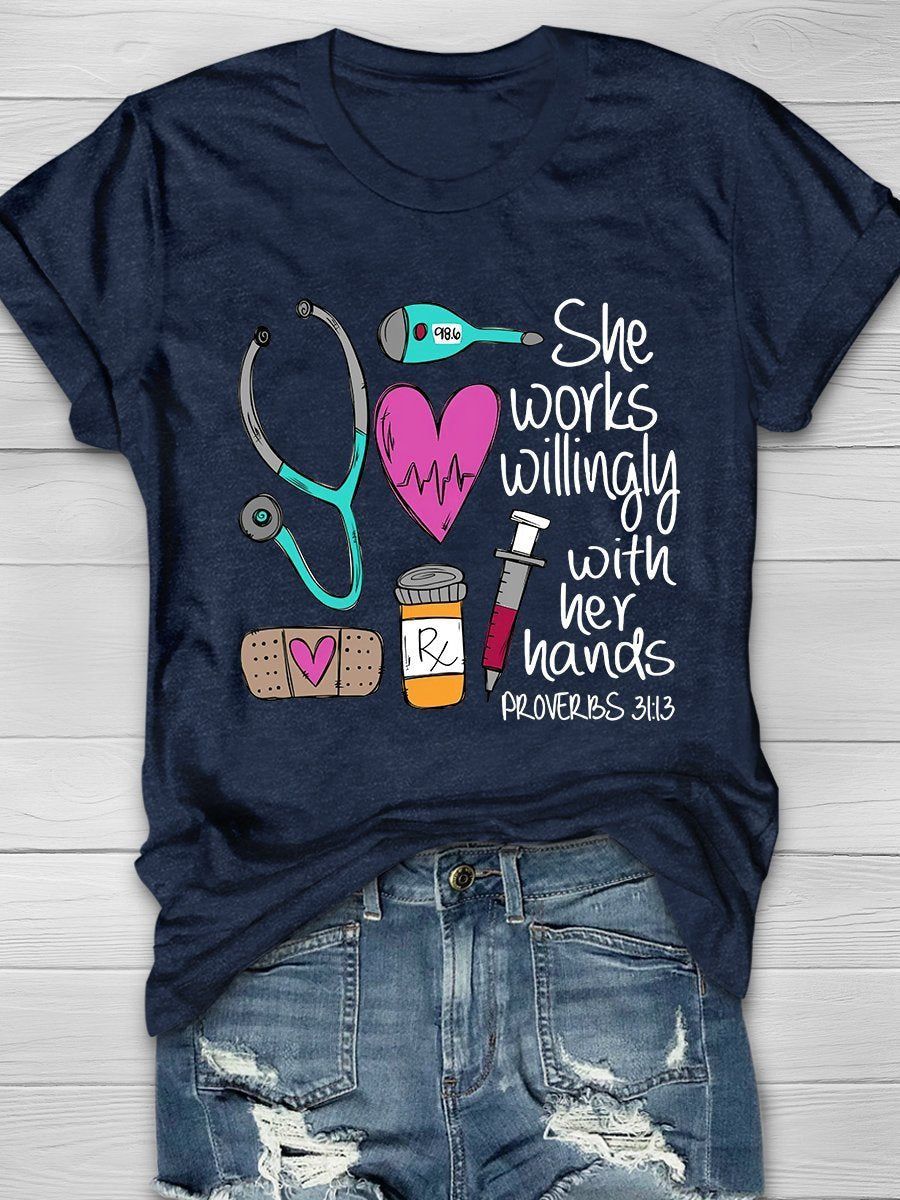 Nurse Print Short Sleeve T-shirt