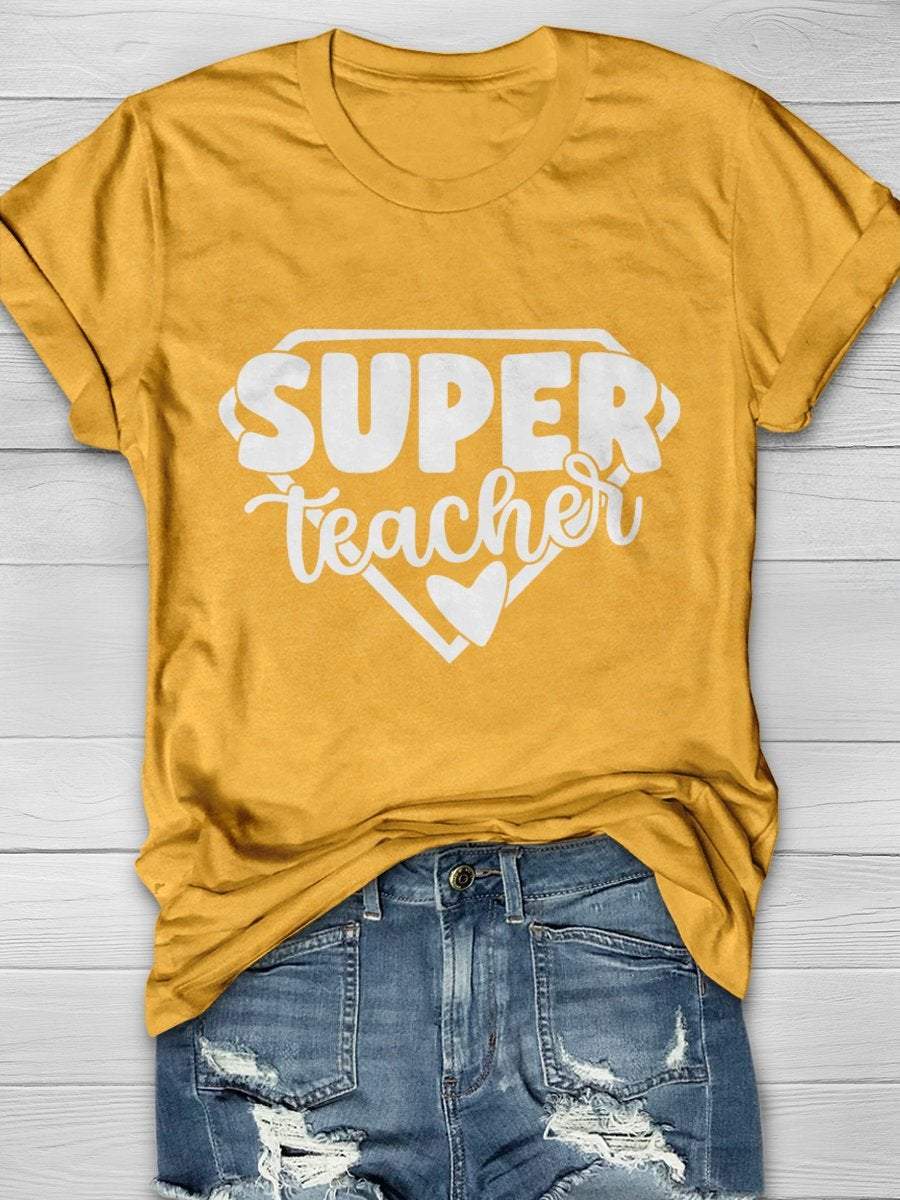 Super Teacher Print Graphic T-shirts