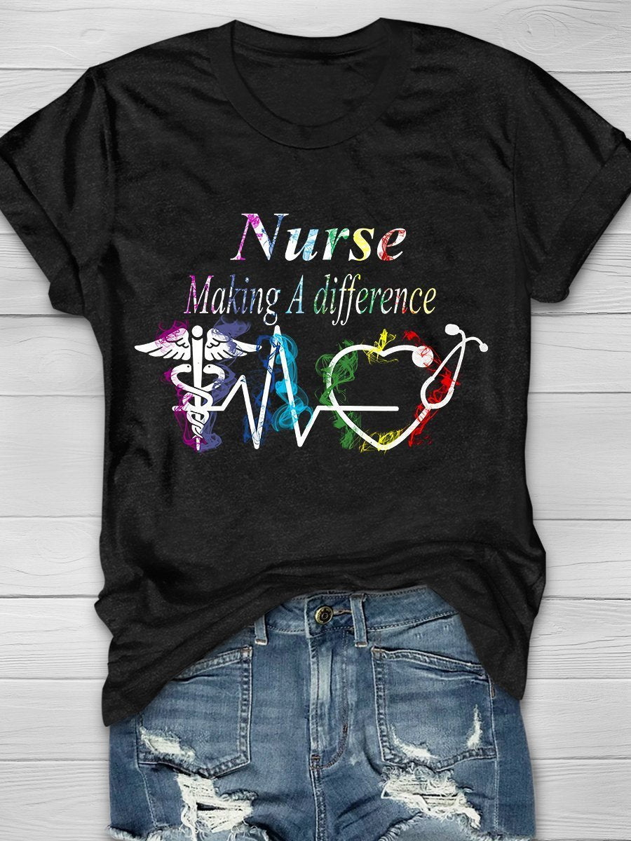Nurse Print Short Sleeve T-shirt