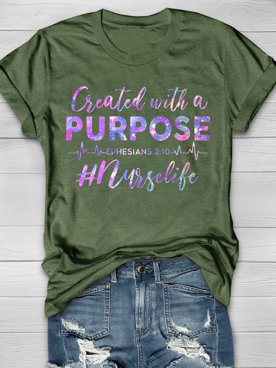 Created With A Purpose Print Short Sleeve T-shirt