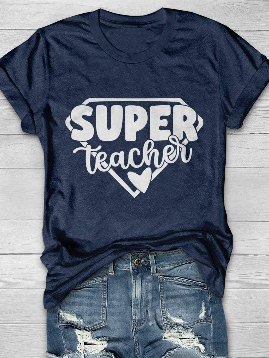 Super Teacher Print Graphic T-shirts