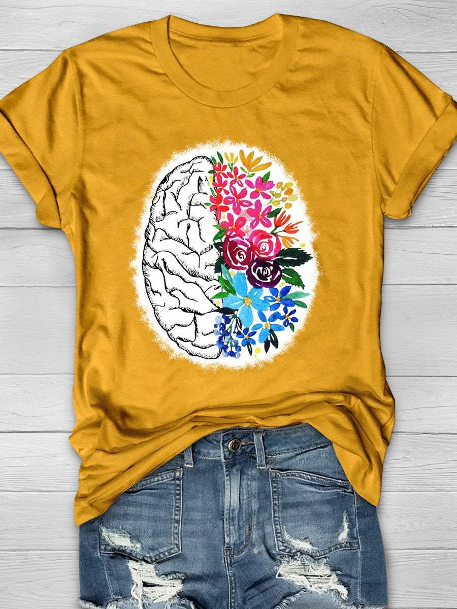 Anatomical Brain Print Short Sleeve T-shirt