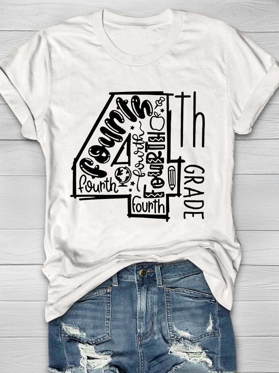 4th Grade Teacher Print Graphic T-shirts