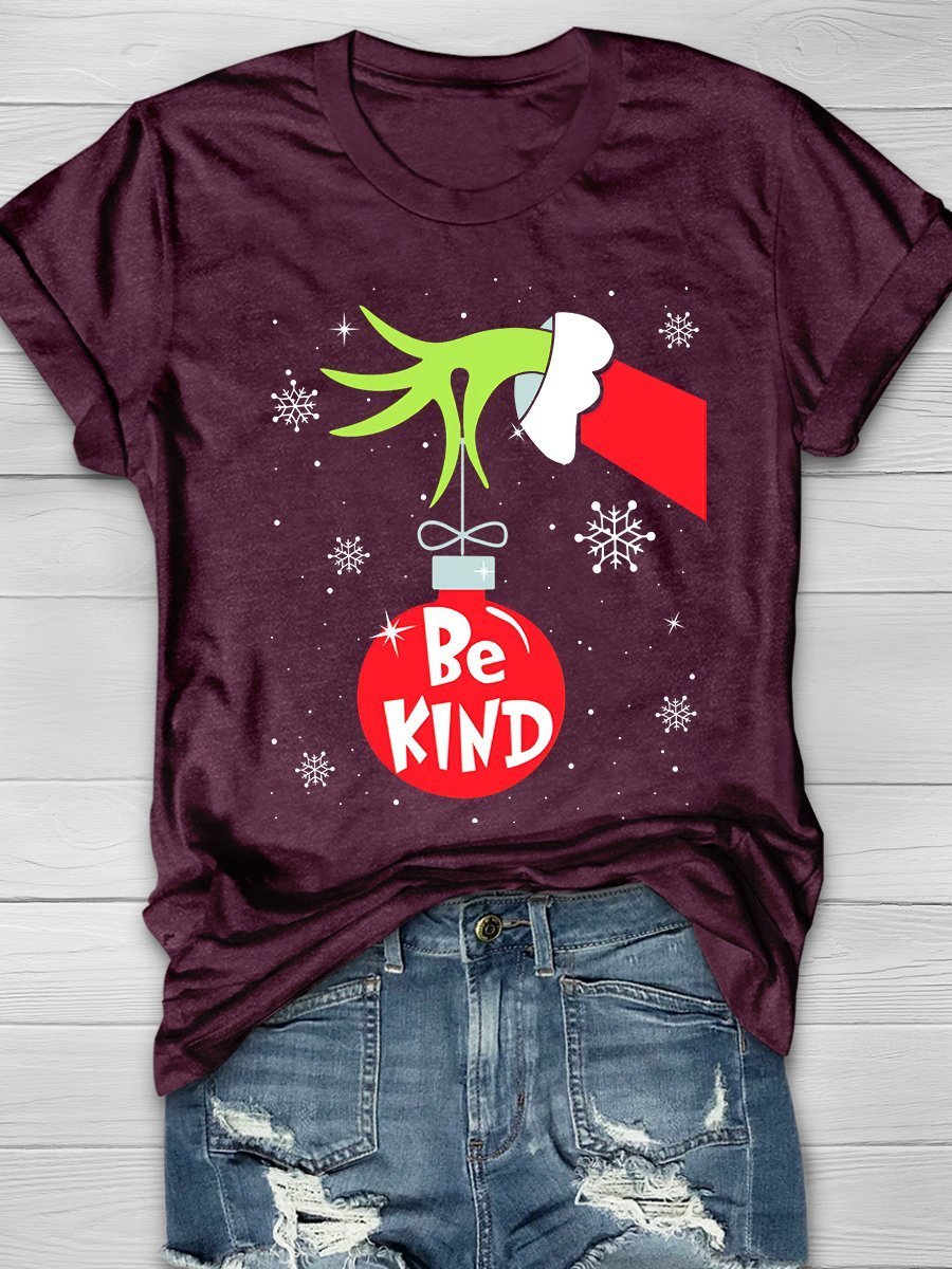 Be Kind Christmas Print Graphic T-shirts
