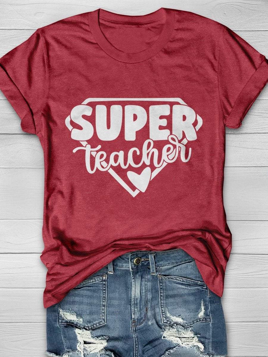 Super Teacher Print Graphic T-shirts