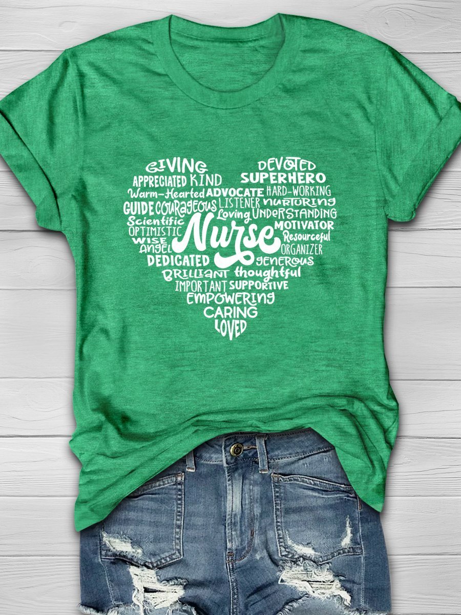 Nurse Print Short Sleeve T-shirt
