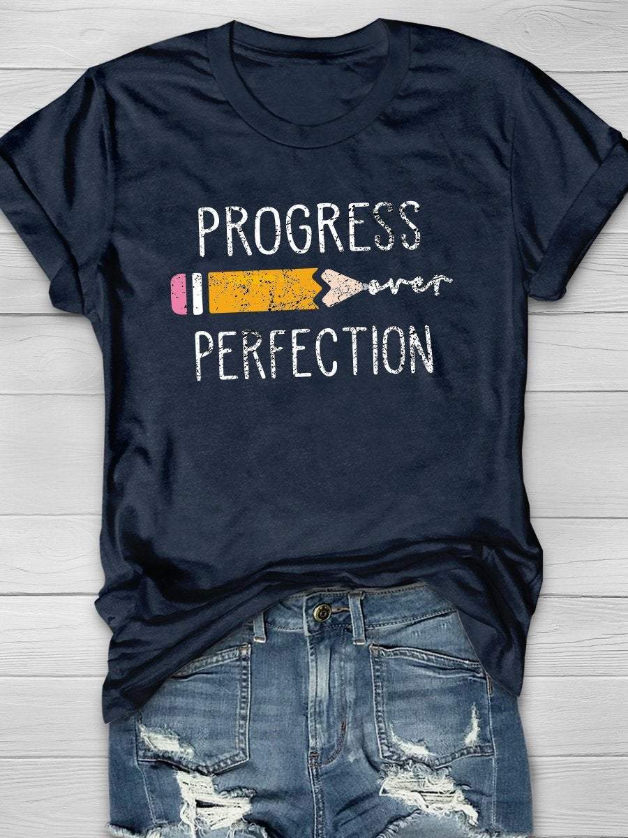 Progress Over Perfection Print Graphic T-shirts