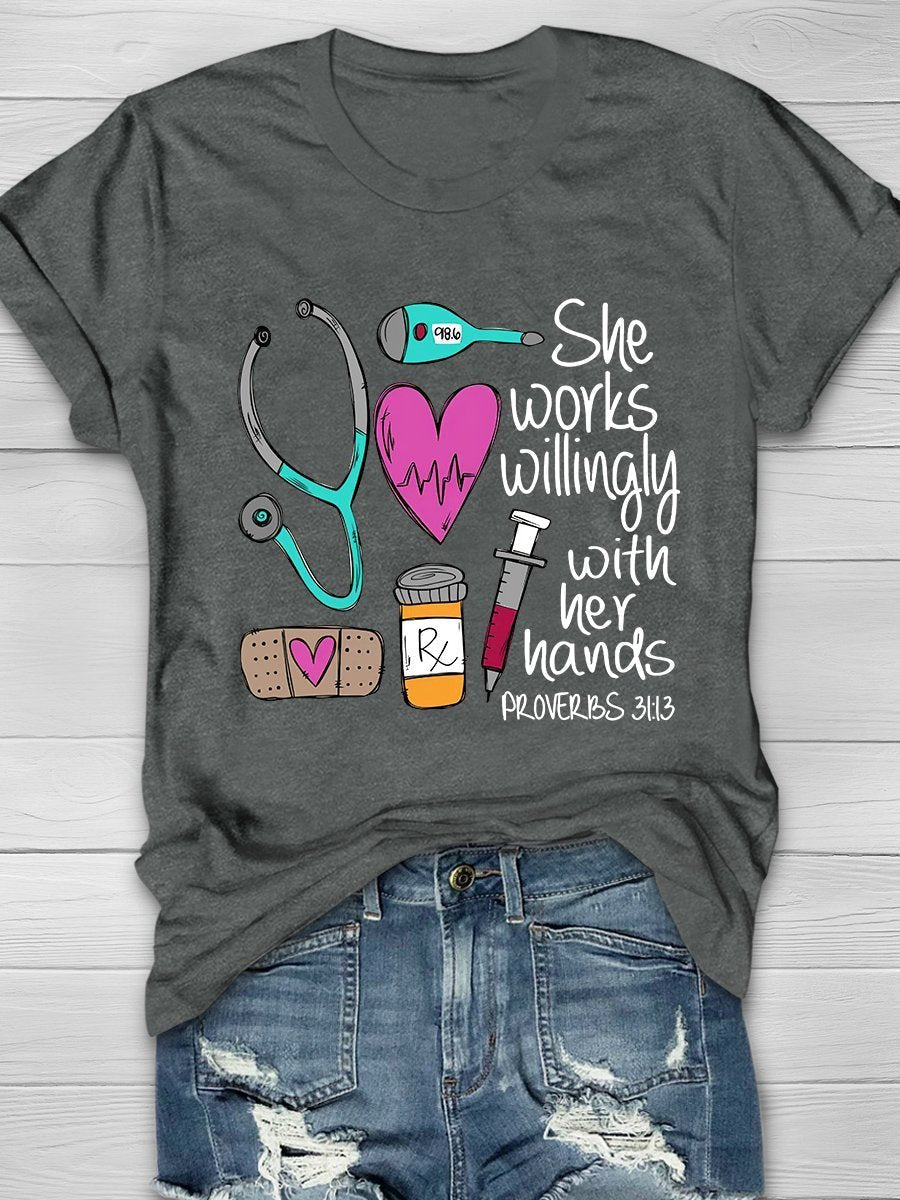 Nurse Print Short Sleeve T-shirt