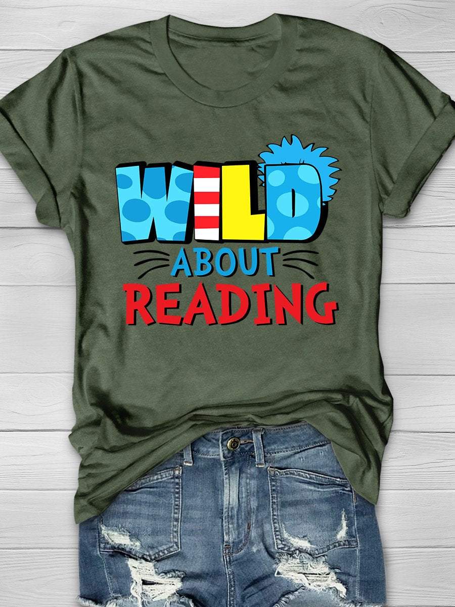 Wild About Reading Print Graphic T-shirts