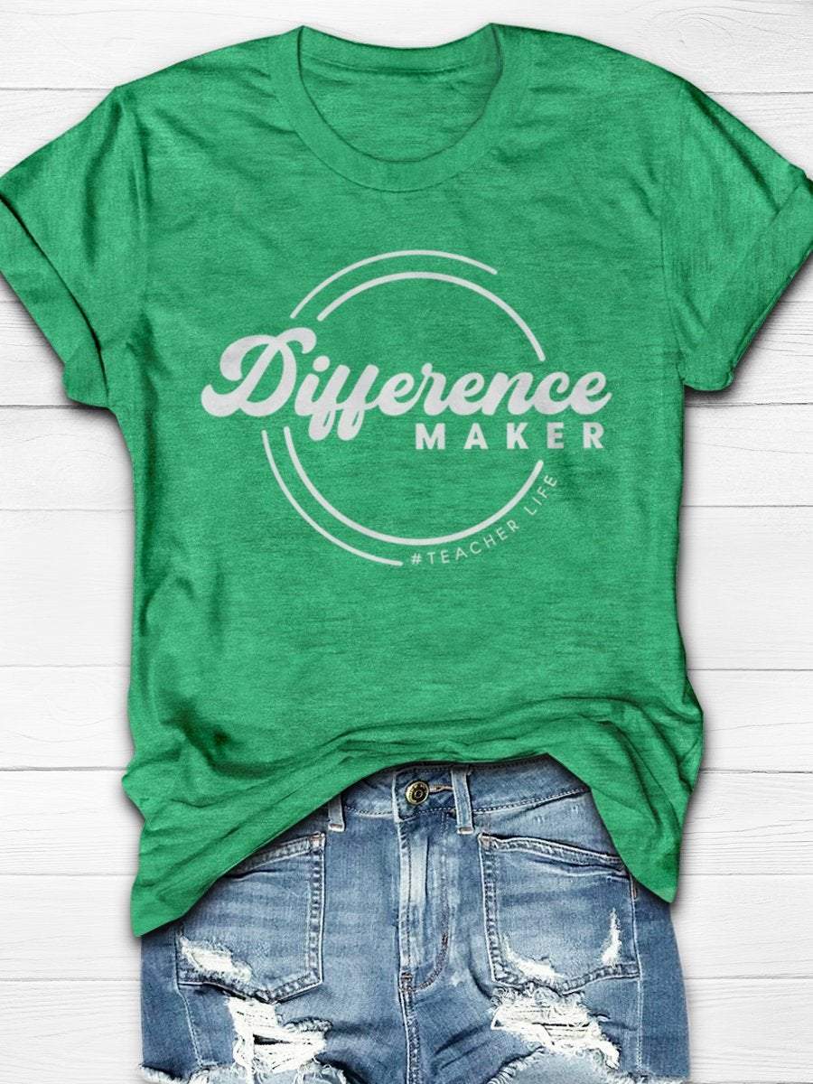 Difference Maker Teacher Life Print Graphic T-shirts