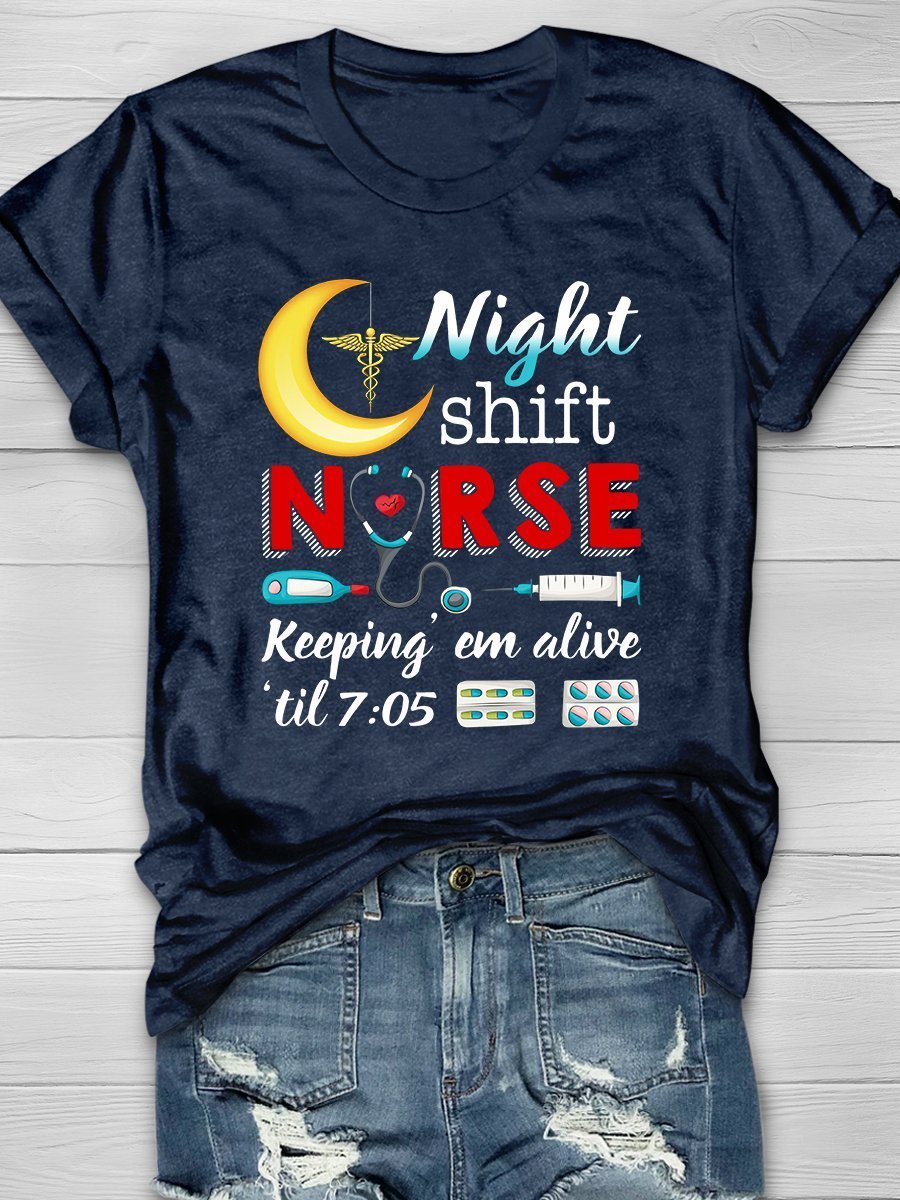 Night Shift Nurse Print Short Sleeve T-shirt