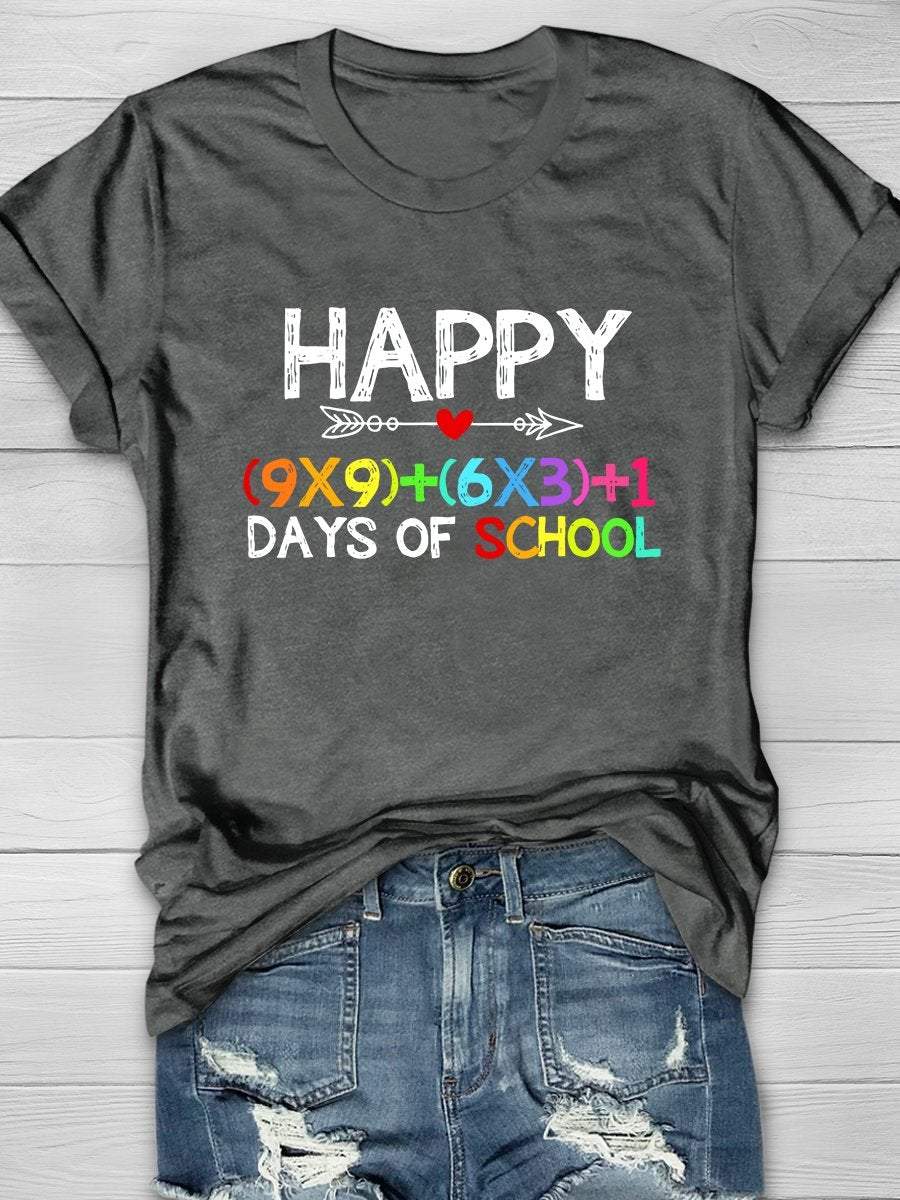 Happy 100 Days Of School Print Graphic T-shirts