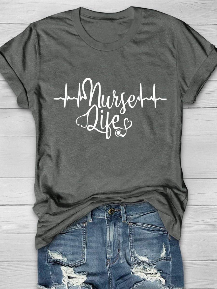 Nurse Life Print Short Sleeve T-shirt
