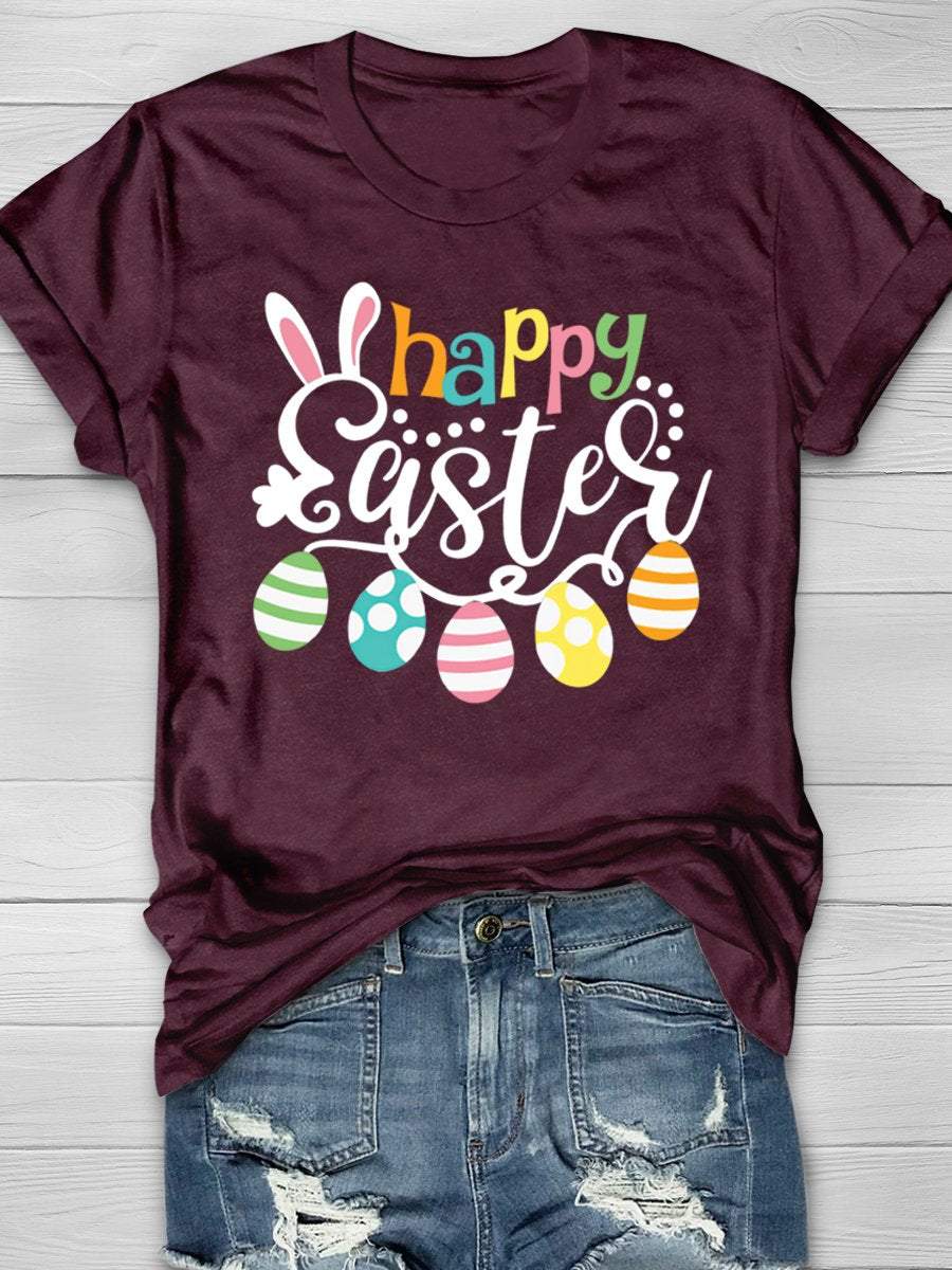 Happy Easter Print Graphic T-shirts
