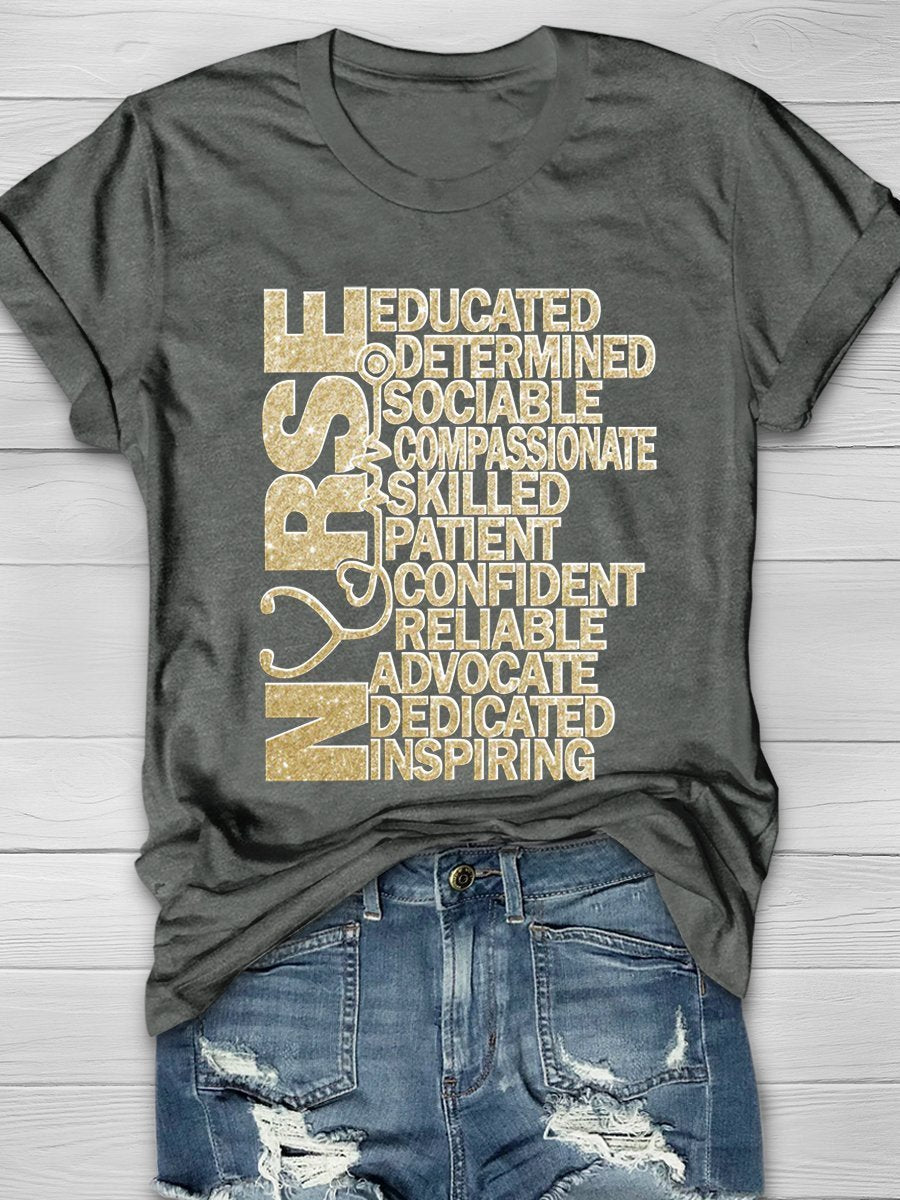 Nurse Print Short Sleeve T-shirt