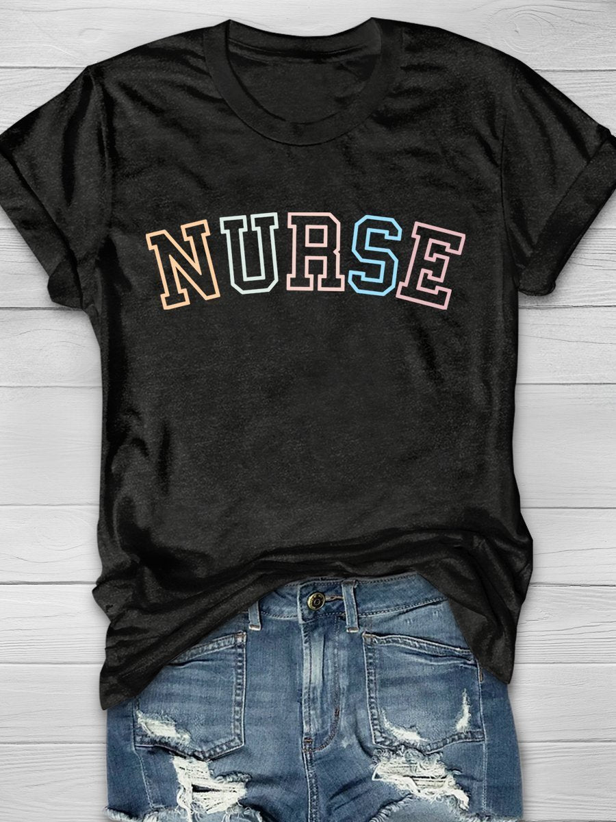 Nurse Print Short Sleeve T-shirt