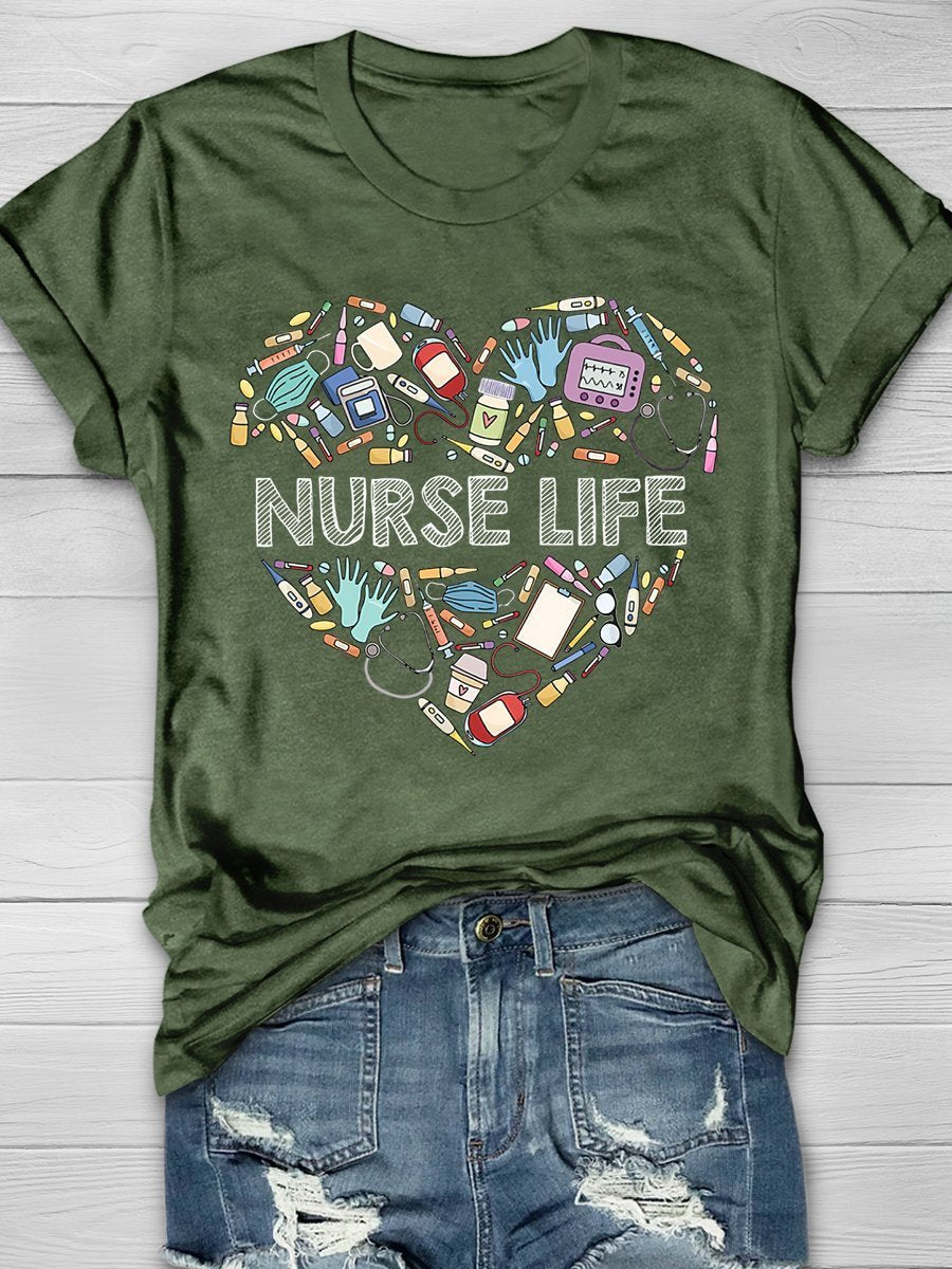 Nurse Life Print Short Sleeve T-shirt