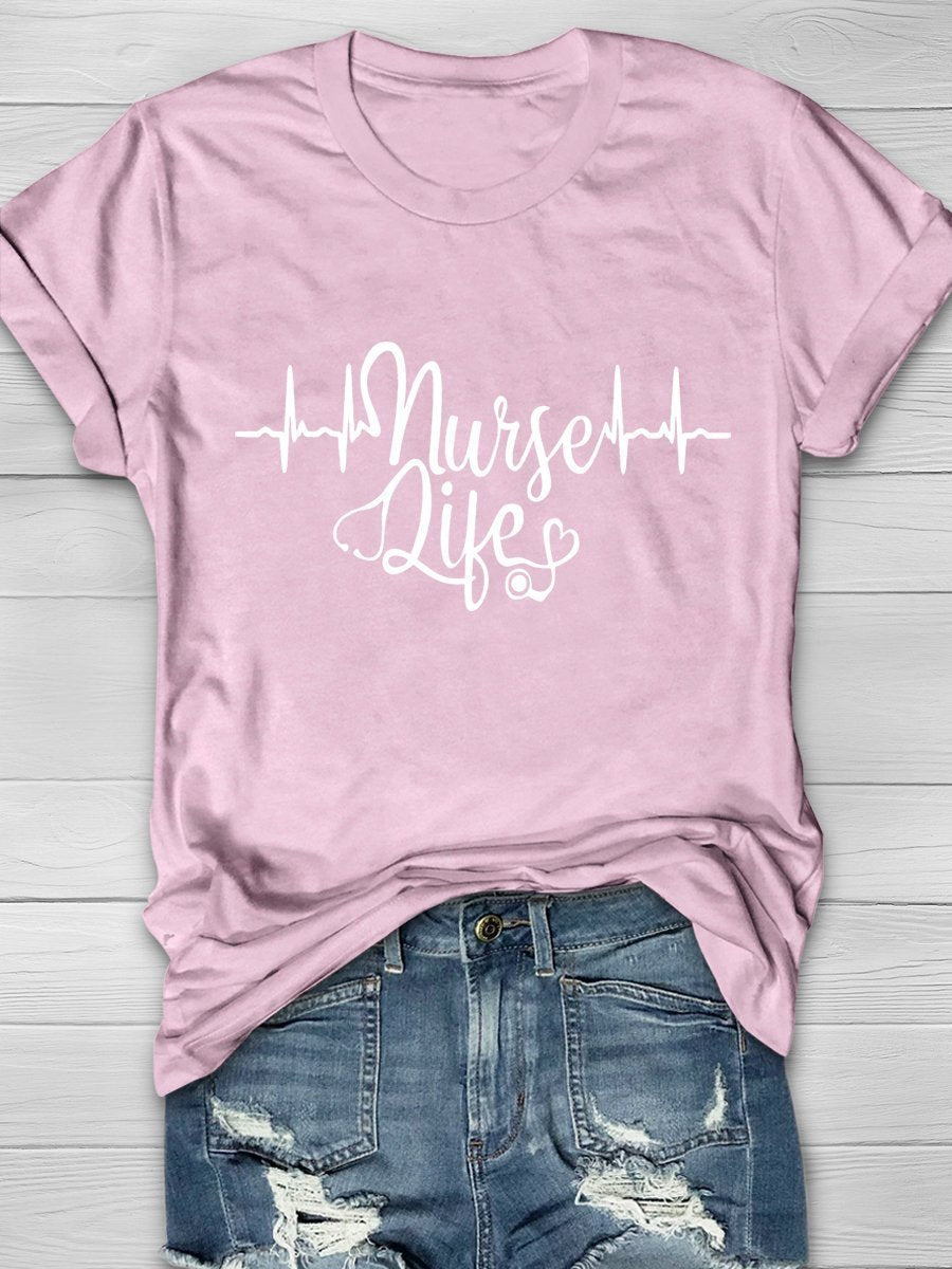 Nurse Life Print Short Sleeve T-shirt